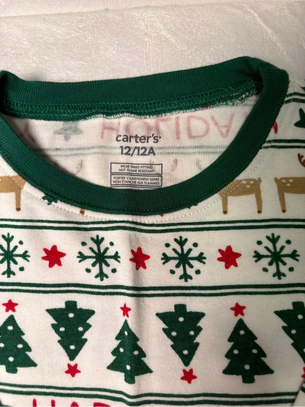 Carter's Holiday Tree & Reindeer Pajama Set - Green, White, Gold, Red